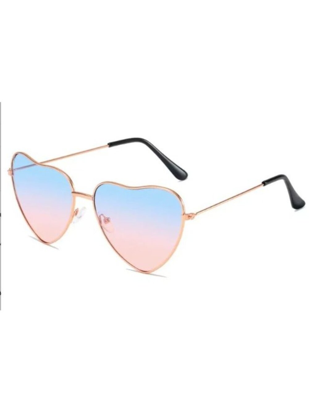 Heart-Shaped Blue to Pink Gradient Lenses Sunglasses With Gold Frame